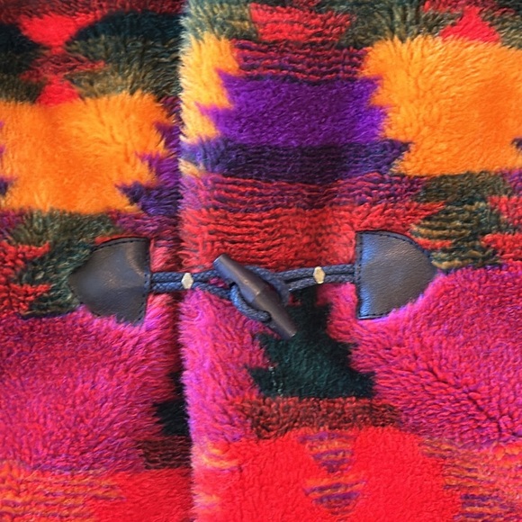 Vintage Monterey Fashions fleece faux fur Aztec southwest coat. Medium - Picture 4 of 12